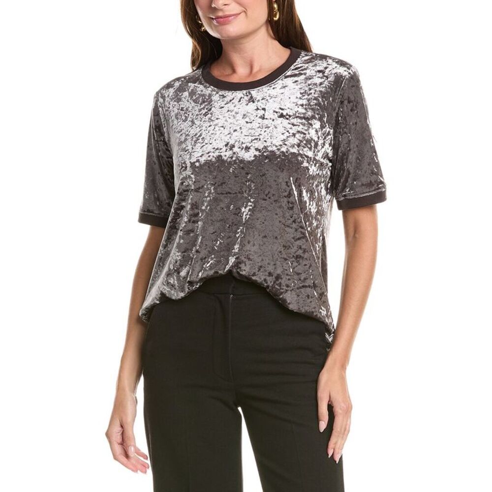 Johnny Was Womens  Velvet T-Shirt, Gray